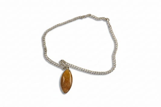 Yellow Aventurine w/backside owl cutout necklace