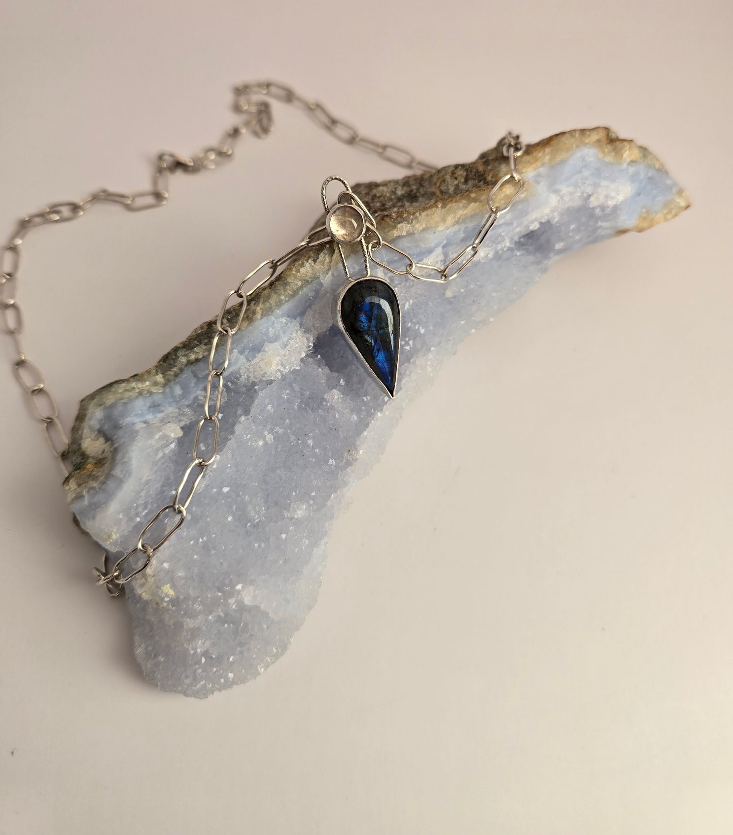 Labradorite with/ golden Rutile stone Necklace