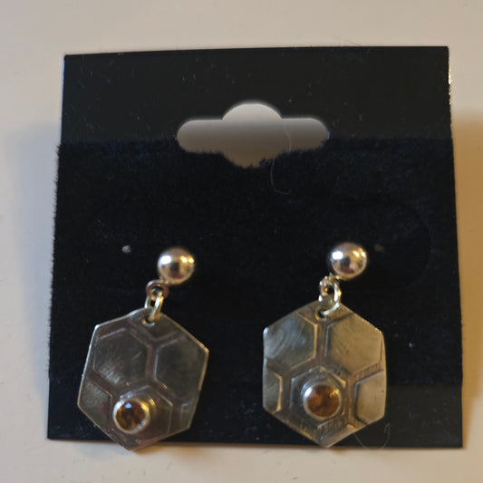 Brass / Citrine Earrings