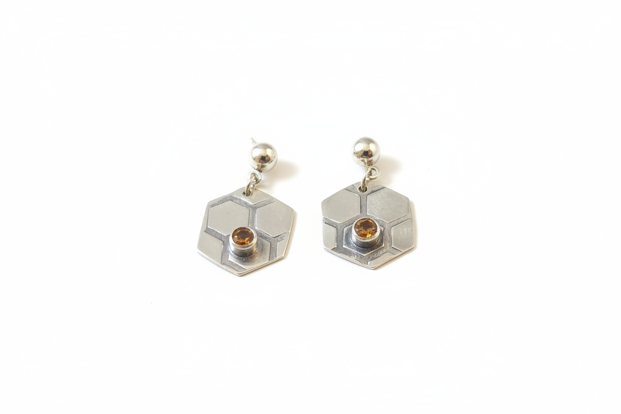Brass / Citrine Earrings