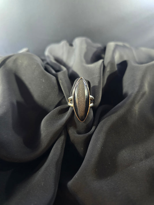 Black Drusy Onyx Ring Size 7