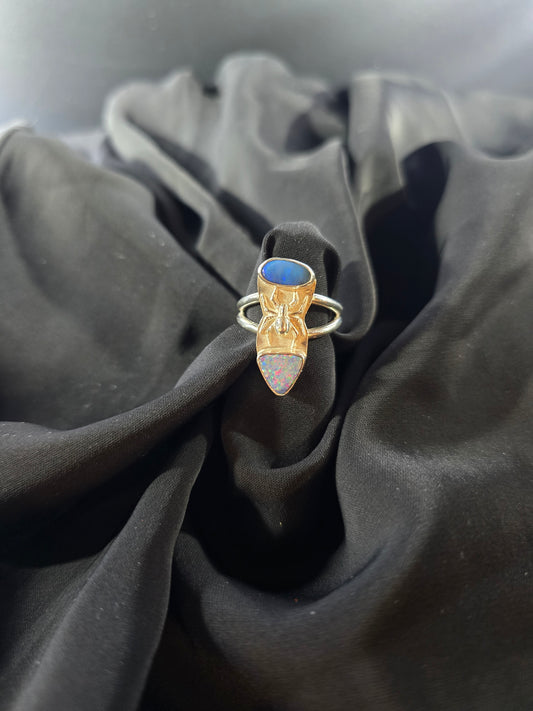 Australian Opal Ring with spider accent