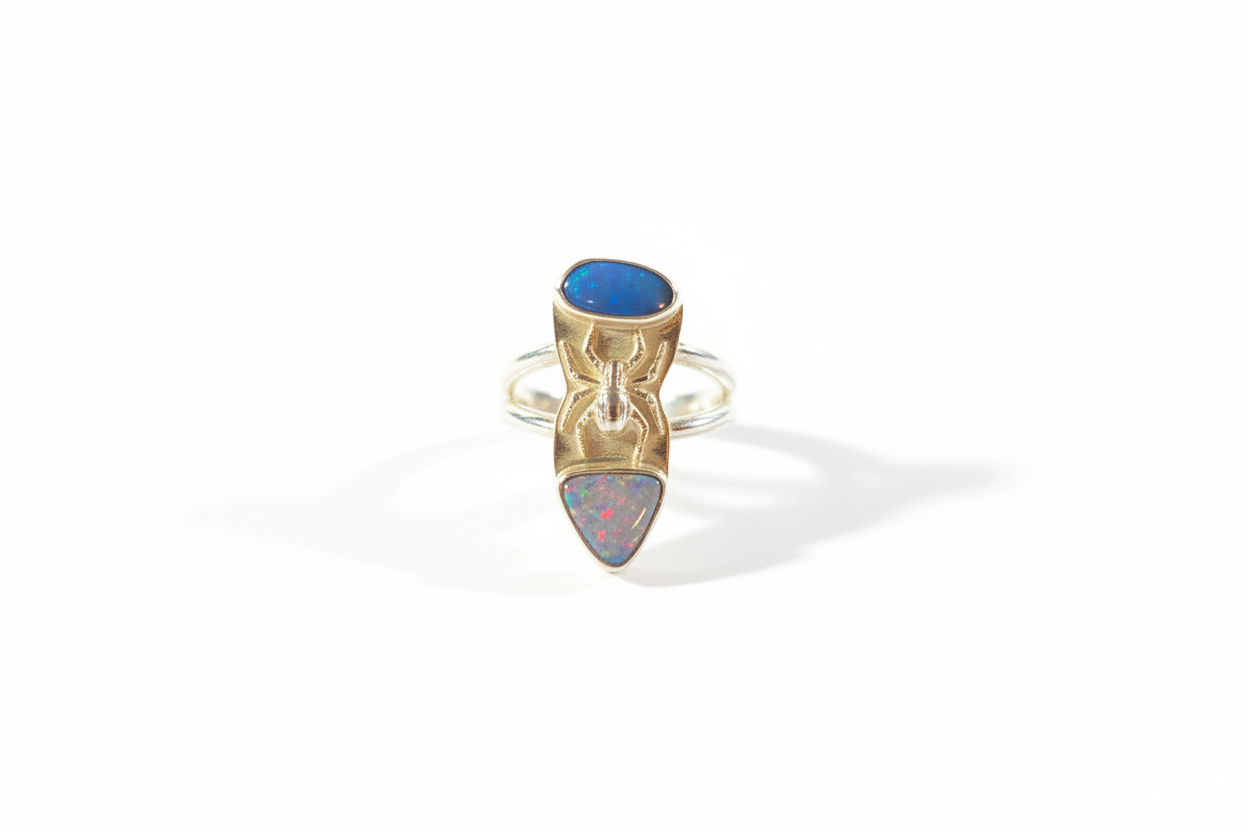 Australian Opal Ring with spider accent (Size 7.5)