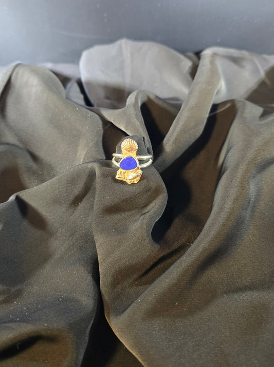 Australian opal ring with seashell, and koi accents