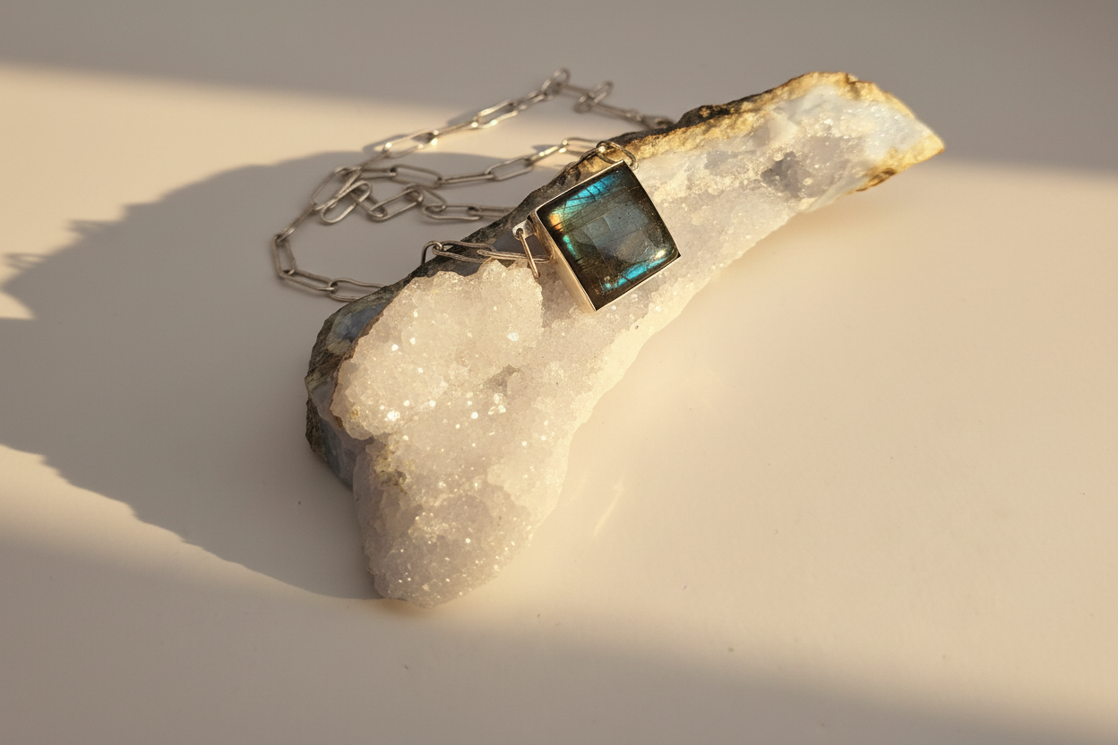 Labradorite Square Necklace