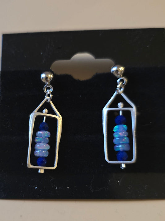 Lapis / Opal Beaded Earrings