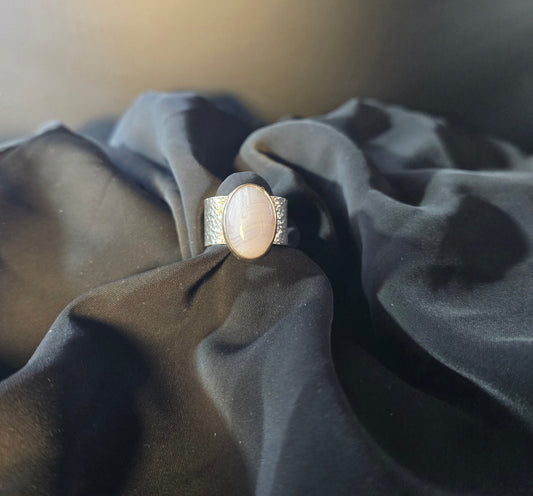 Blue Lace Agate Ring size 9 wide band