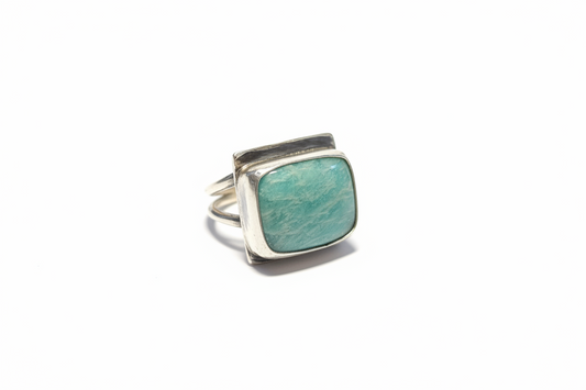 Square Offset Amazonite ring (Size 7.25)
