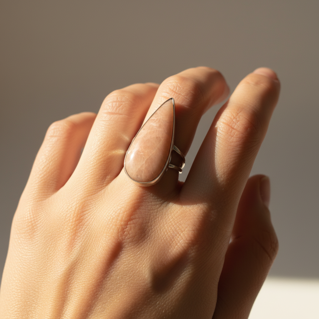 Peach Moonstone Ring (size 5)