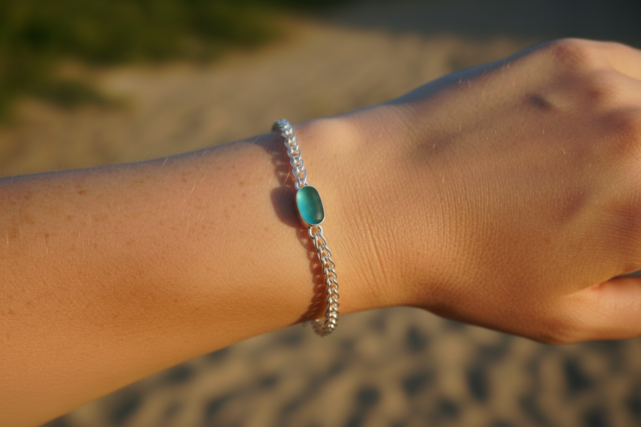 SeaGlass Bracelet Aqua #5