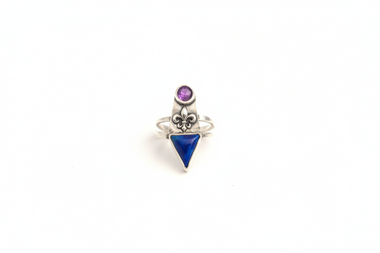 Amethyst / Lapis with flu-du-tar accent (Size 6.75)